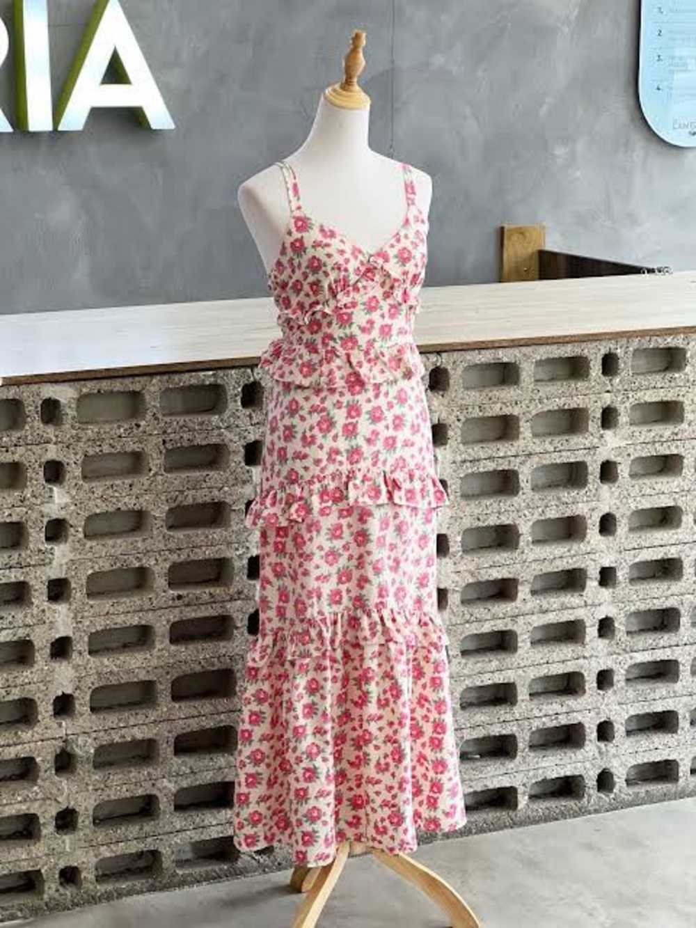 Lush Floral Pink Tiered Maxi Dress